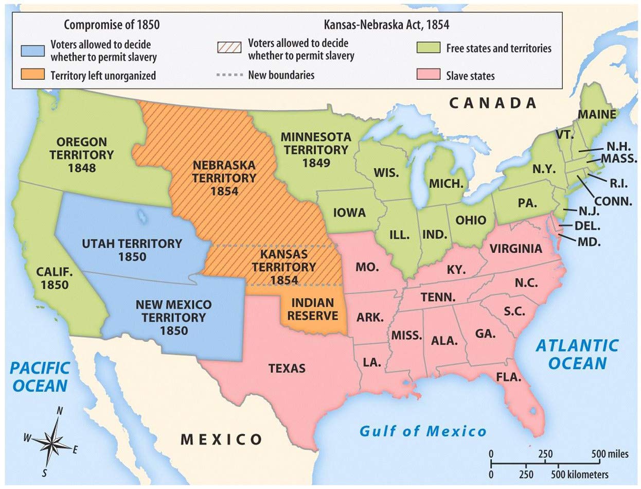 Kansas Nebraska Act 1854 Map - Maping Resources